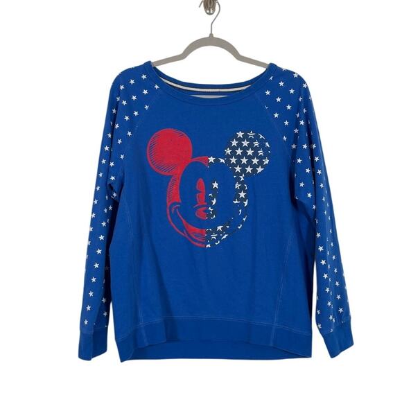 Disney Tops - Disney Parks Mickey Mouse Stars Blue Lightweight Sweatshirt Size Large Patriotic